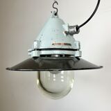 Aluminium and enameled bomb proof pendant lamp 70s