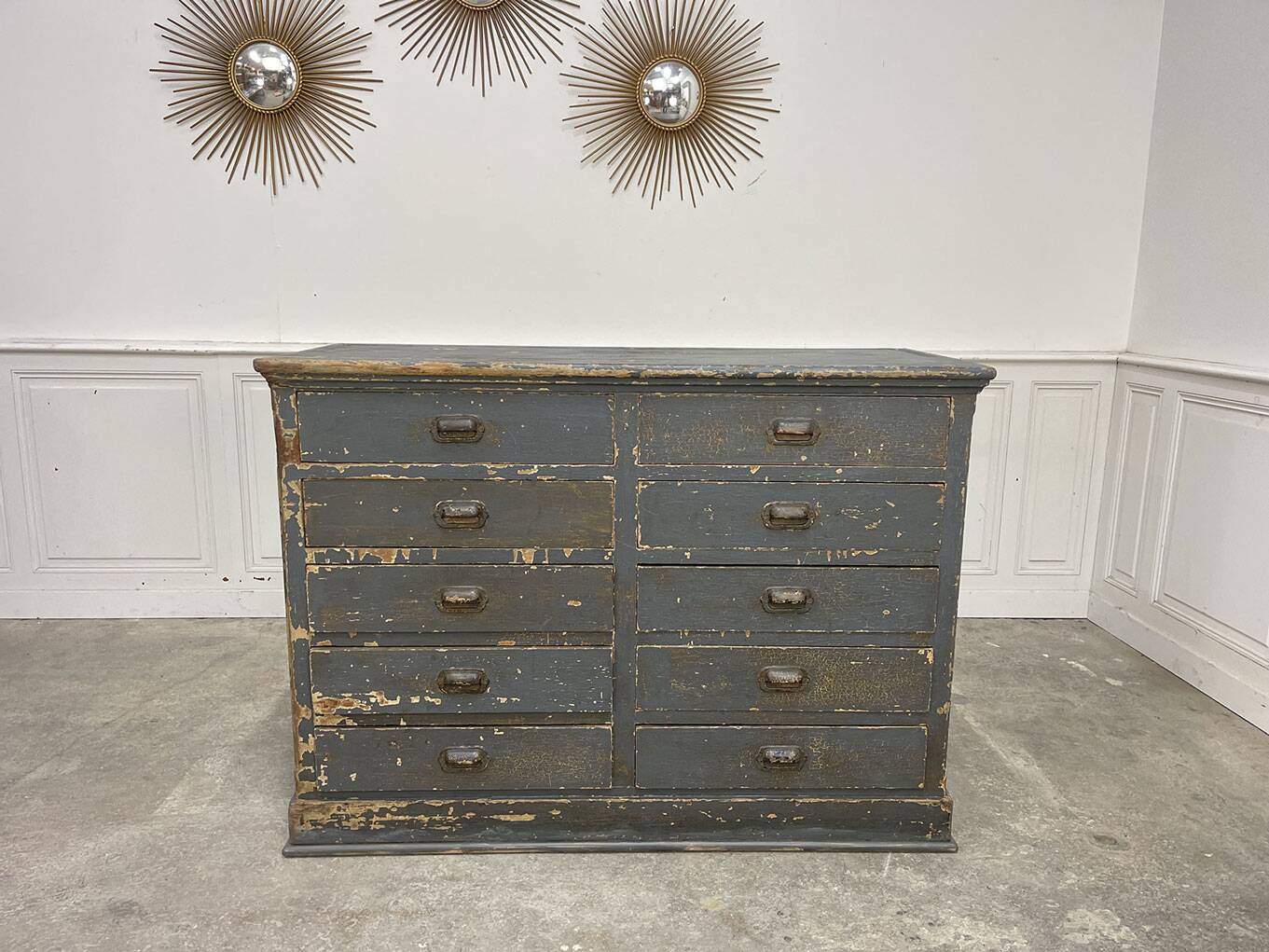1930s workshop furniture with shell handles.