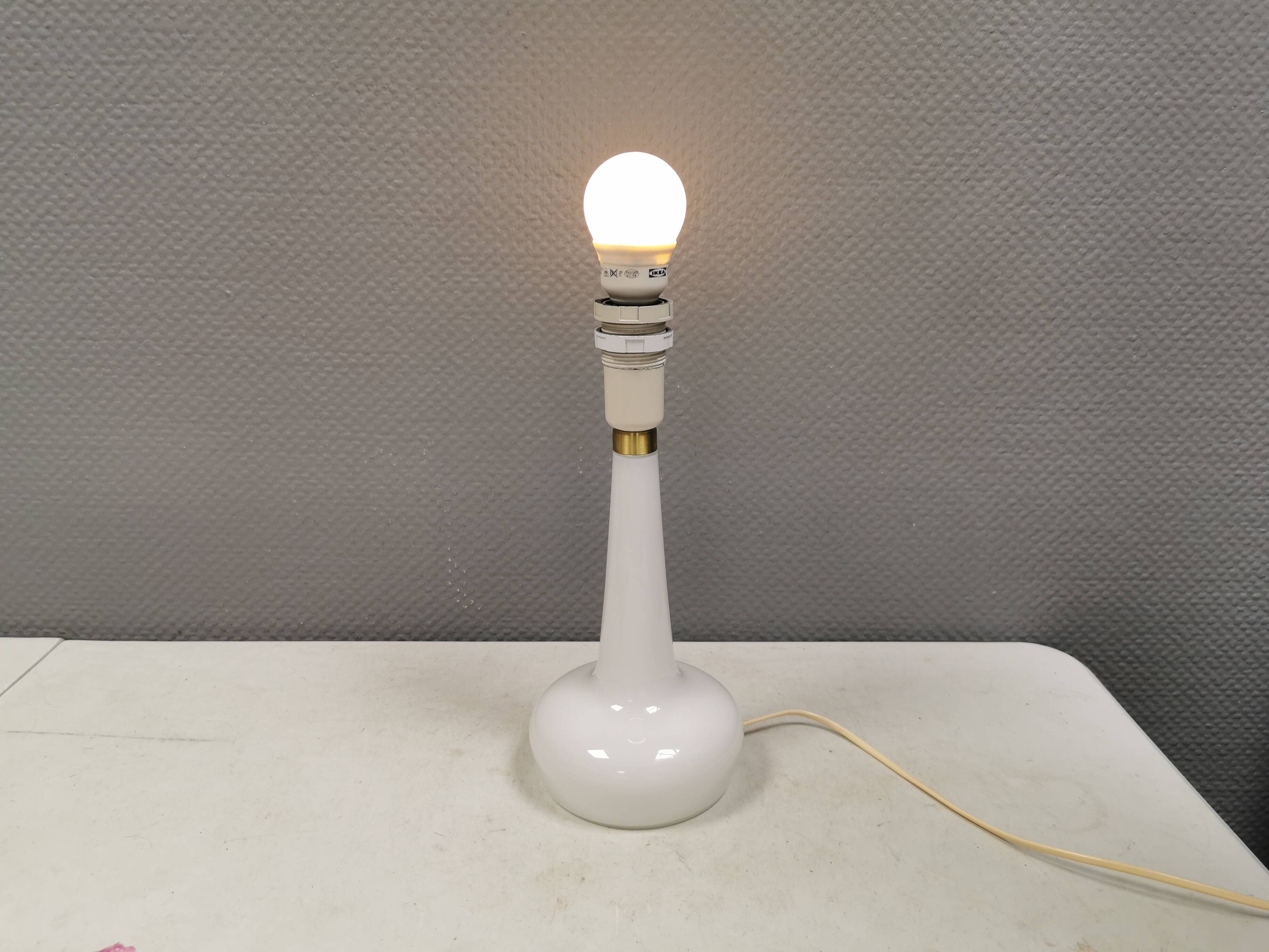 Le Klint Table Lamp, Milky White Opaline Glass, Brass Top, Model 311
