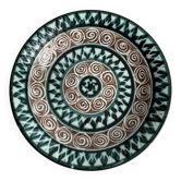 Picault, assiette faïence polychrome décor géométrique XXème