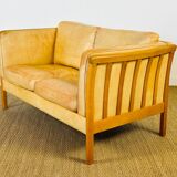 Vintage Scandinavian leather sofa Stoby 1960