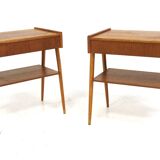 Set of 2 Scandinavian teak bedside tables, Carlström, Sweden, 1960