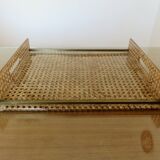 Plateau 'CHRISTIAN DIOR' plexiglass, canework and brass, 1970, lucite