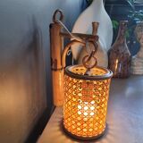 Vintage bamboo and cane wall light