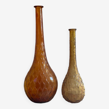 Carafes Empoli ambrées 50 et 40cm