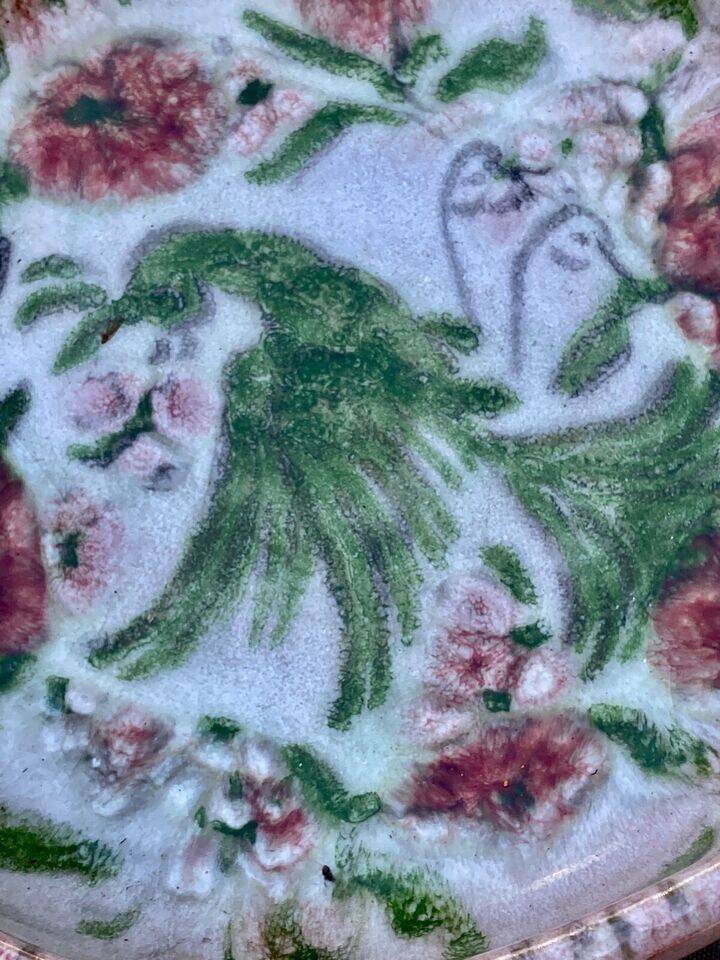 Edouard cazaux cup, firebird decoration on a background of floral seeds,