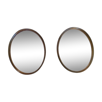 Pair of oval wall mirrors in bakelite 60's