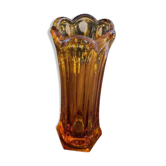 Amber glass vase