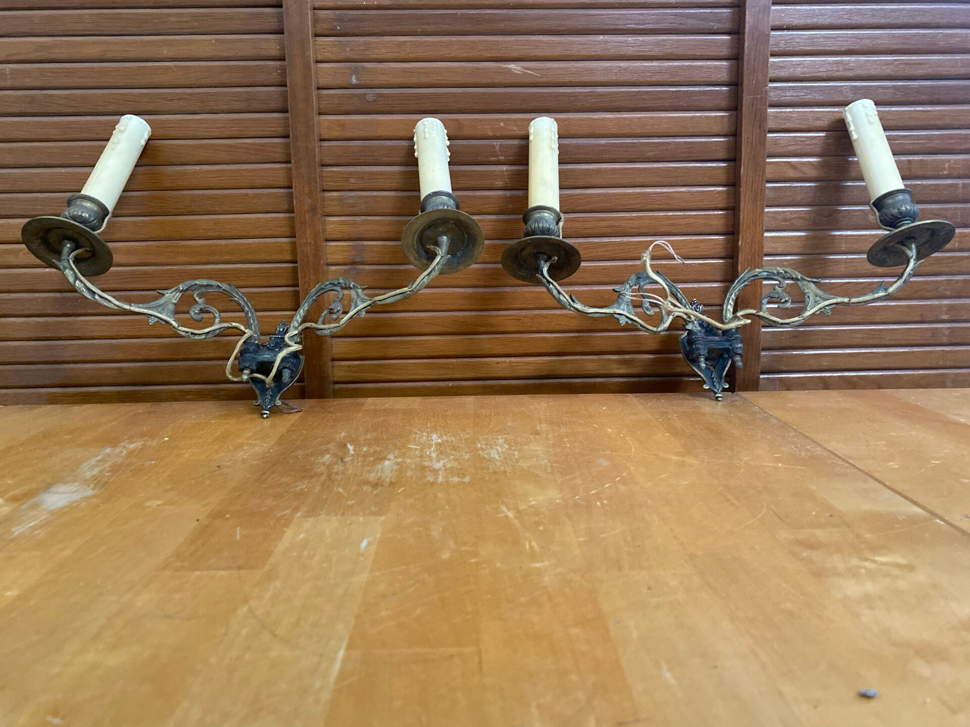 Paire applique piano double ancienne e. muller bronze doré fin xixeme