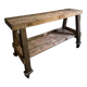 French industrial kitchen island, antique work table in chestnut and oak, circa 1900.