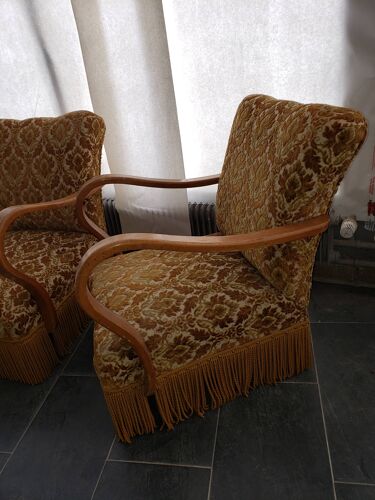 Paire de fauteuils art deco année 50 vintage