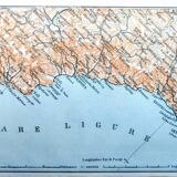 Printed in 1909, map of the Ligurian coast