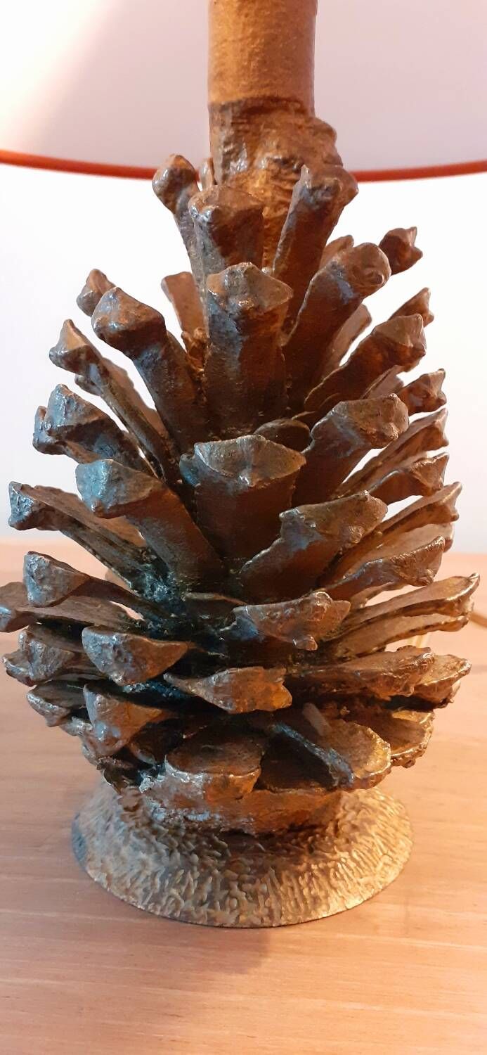 Old bronze pine cone lamp