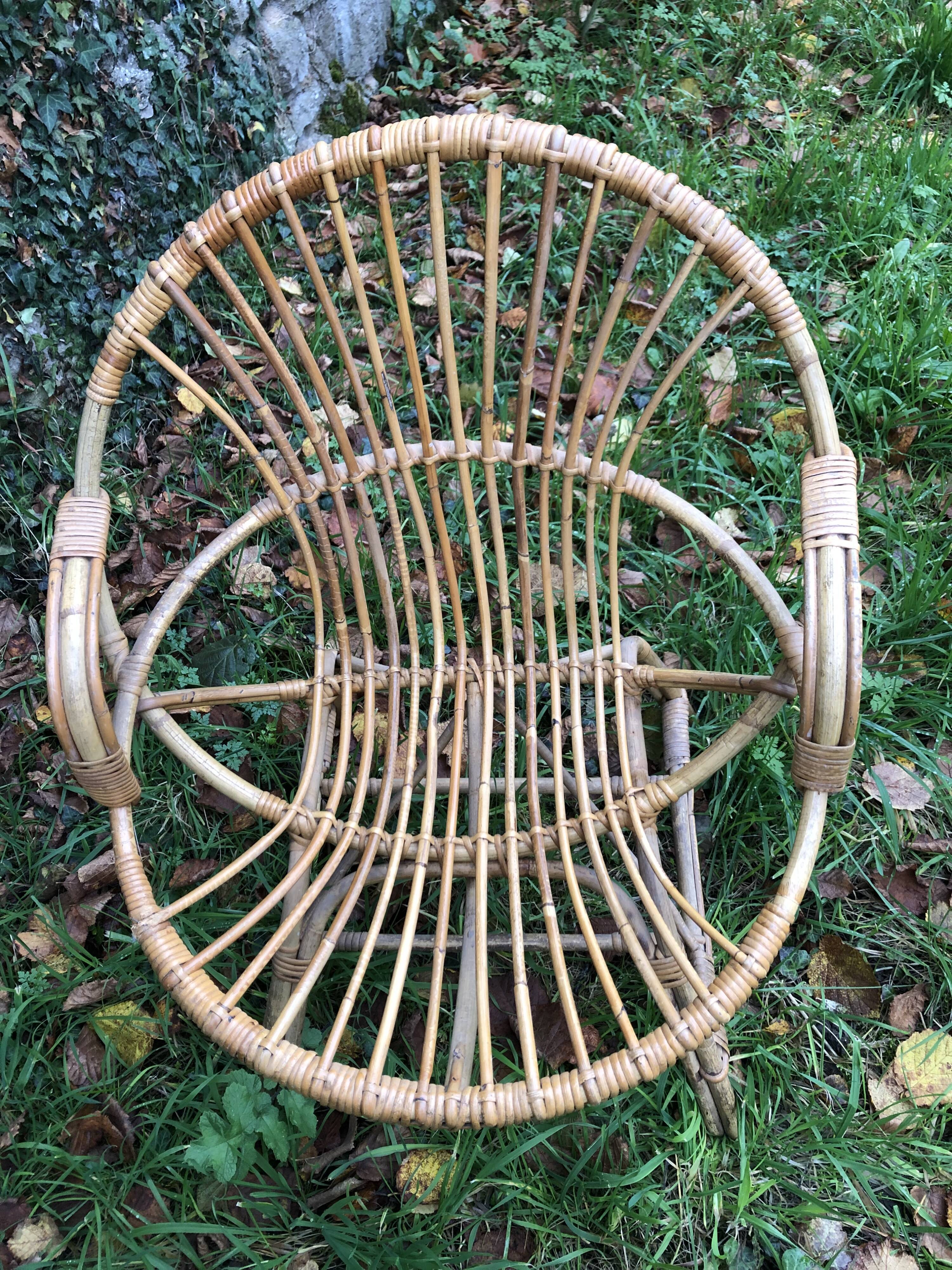 Bamboo rattan armchairs 60s