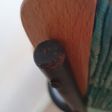 Pair of armchairs and vintage coffee table straw, wood and metal