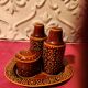 Set of ceramic condiments: salt, pepper, mustard, Connemara Celtic.