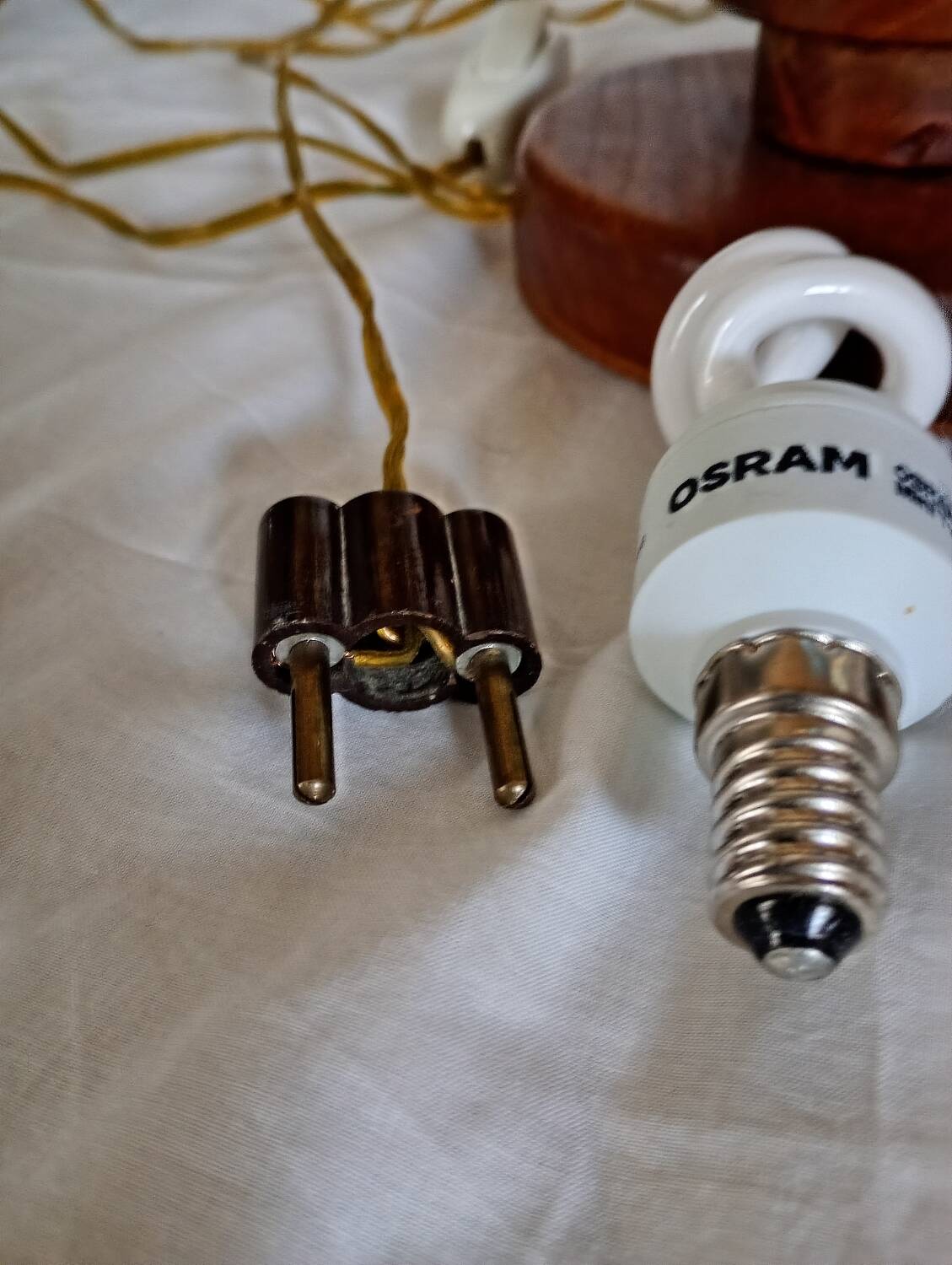 Pair of wooden bedside lamps