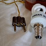 Pair of wooden bedside lamps