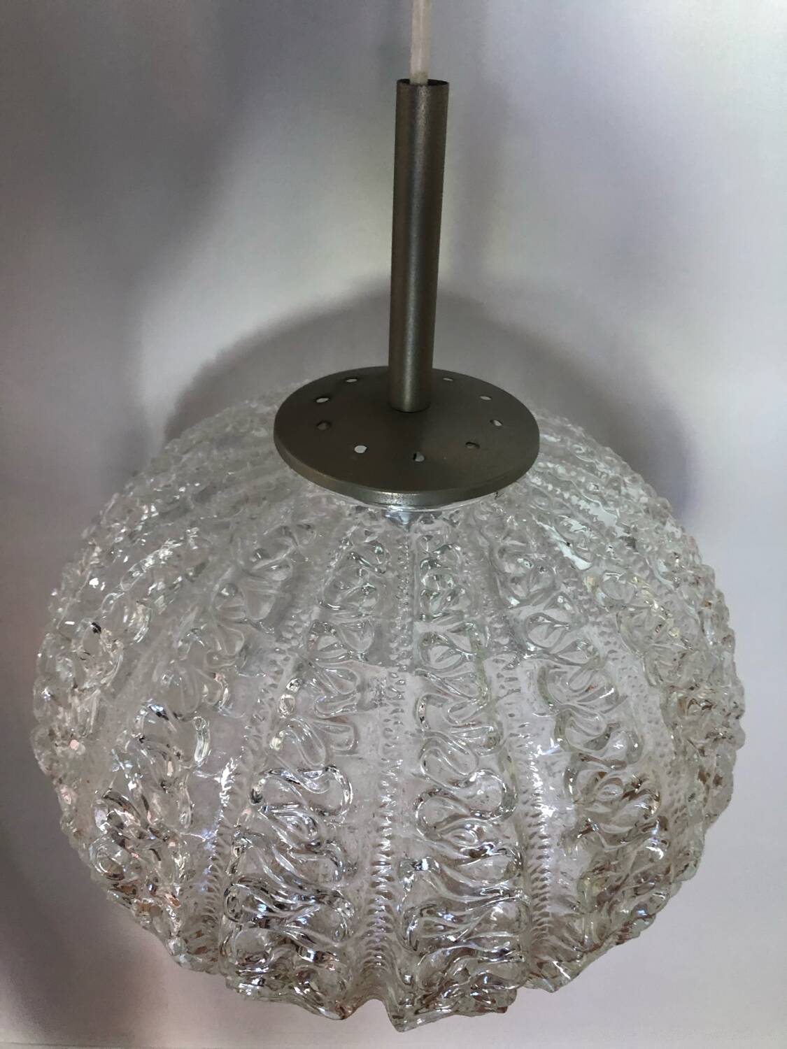 Vintage frosted glass pendant light by Dorian Leuchten
