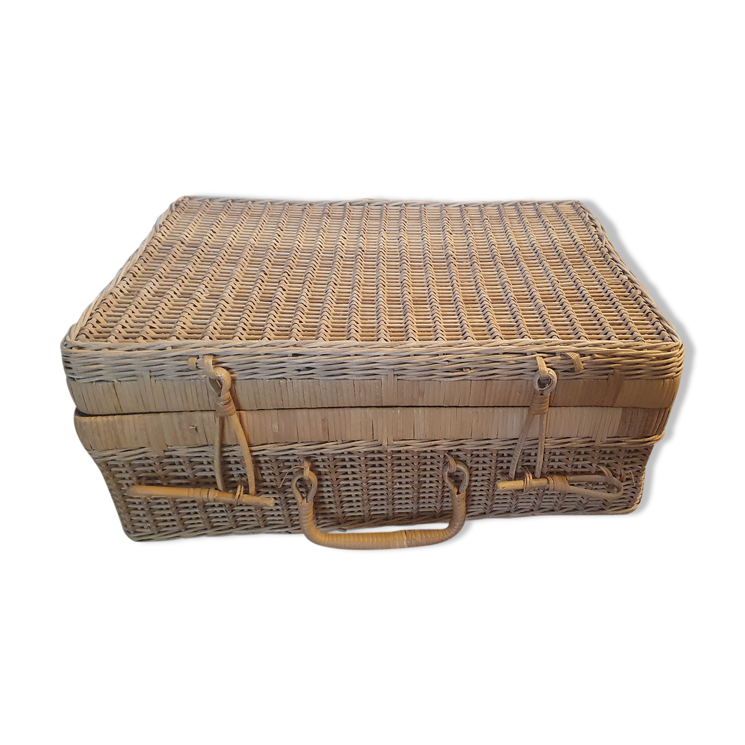 Large Vintage Rattan Suitcase - LPR047