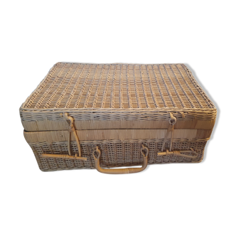 Large Vintage Rattan Suitcase - LPR047
