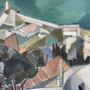 Vintage Modernists Oil On Canvas Landscape Painting by Nini Landgren 1950s