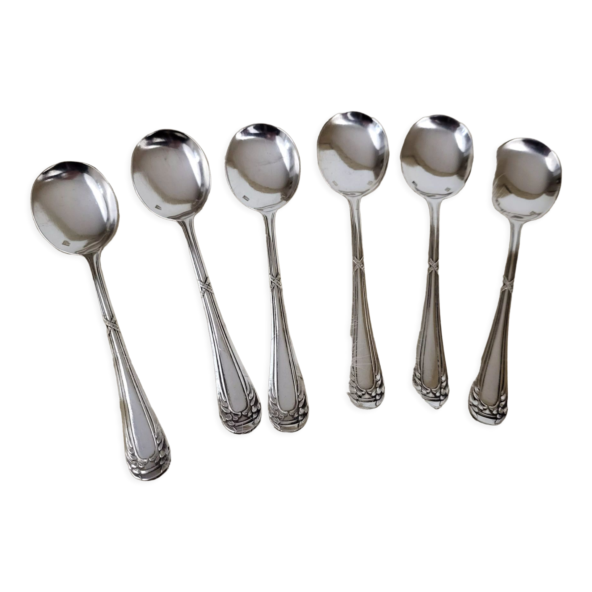 Set of 6 silver metal cream spoons