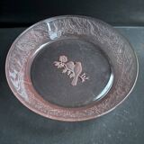 Hollow serving dish – molded pink crystal – sweden