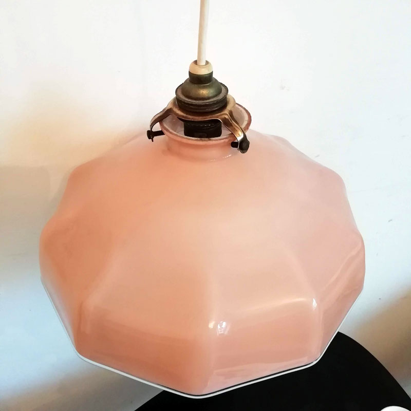 Pink opaline glass hanging lamp