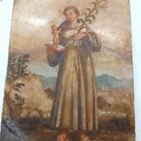 Antique painting on alabaster, Italy, 18th century, Saint Anthony of Padua