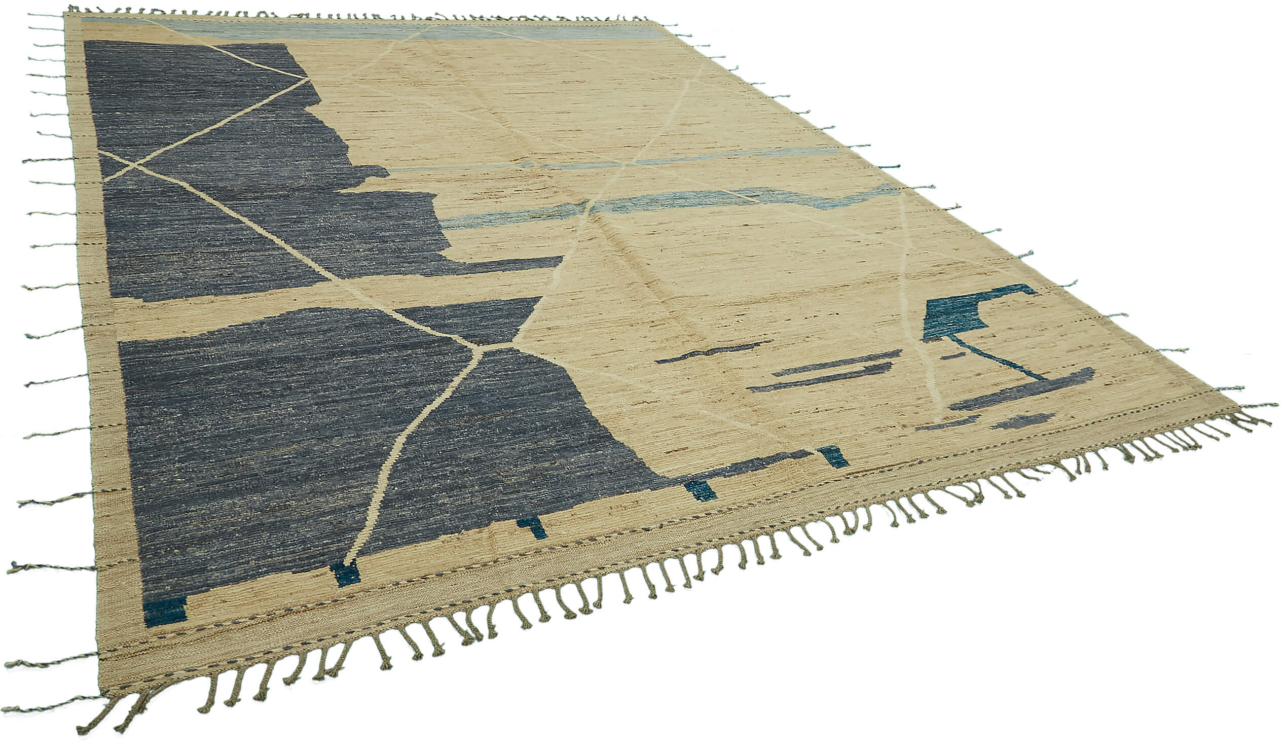 Handwoven Turkish Rustic 280 cm x 374 cm Beige Wool Carpet