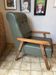 Fauteuil scandinave vert sapin et chêne massif