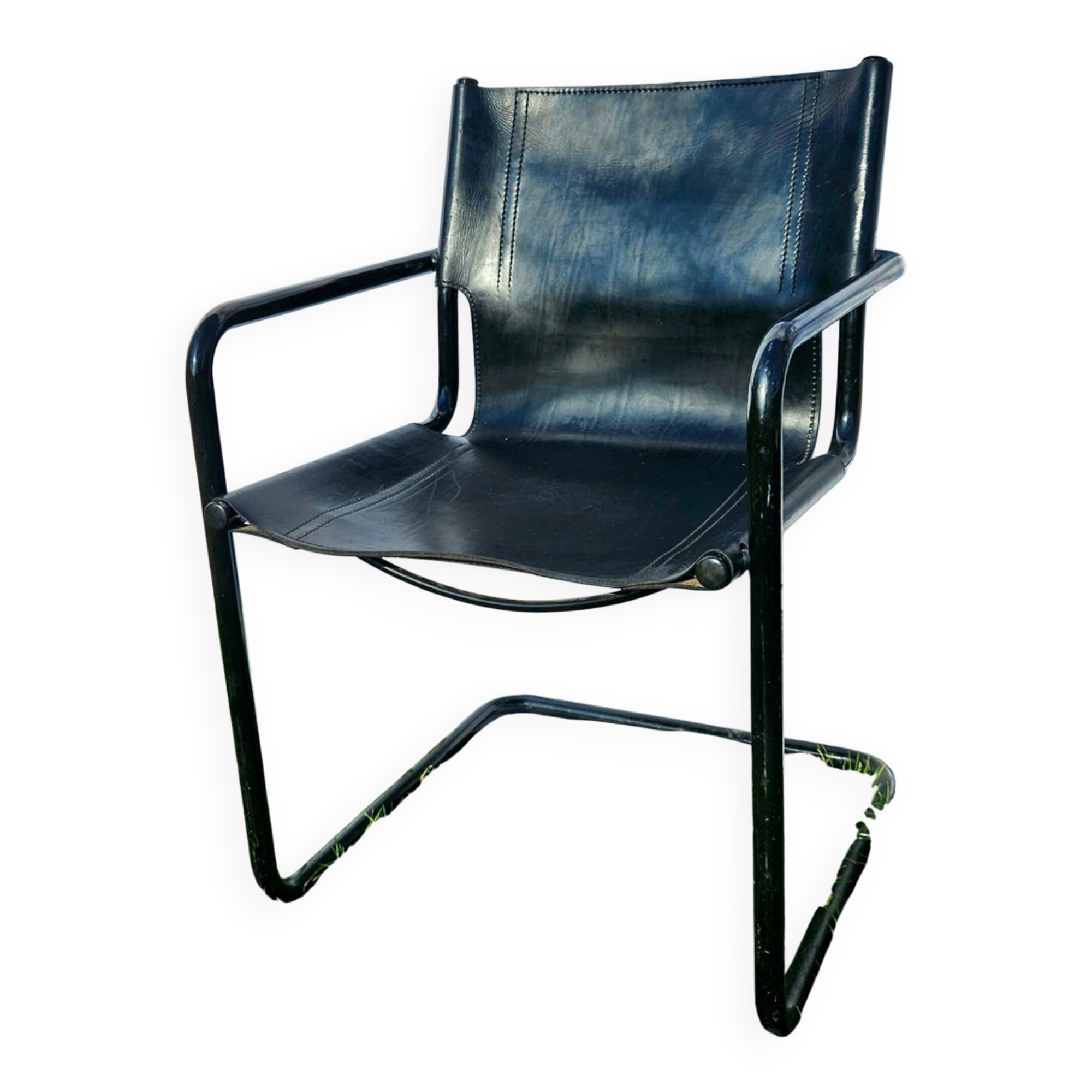 4 Matteo Grassi armchairs in black leather