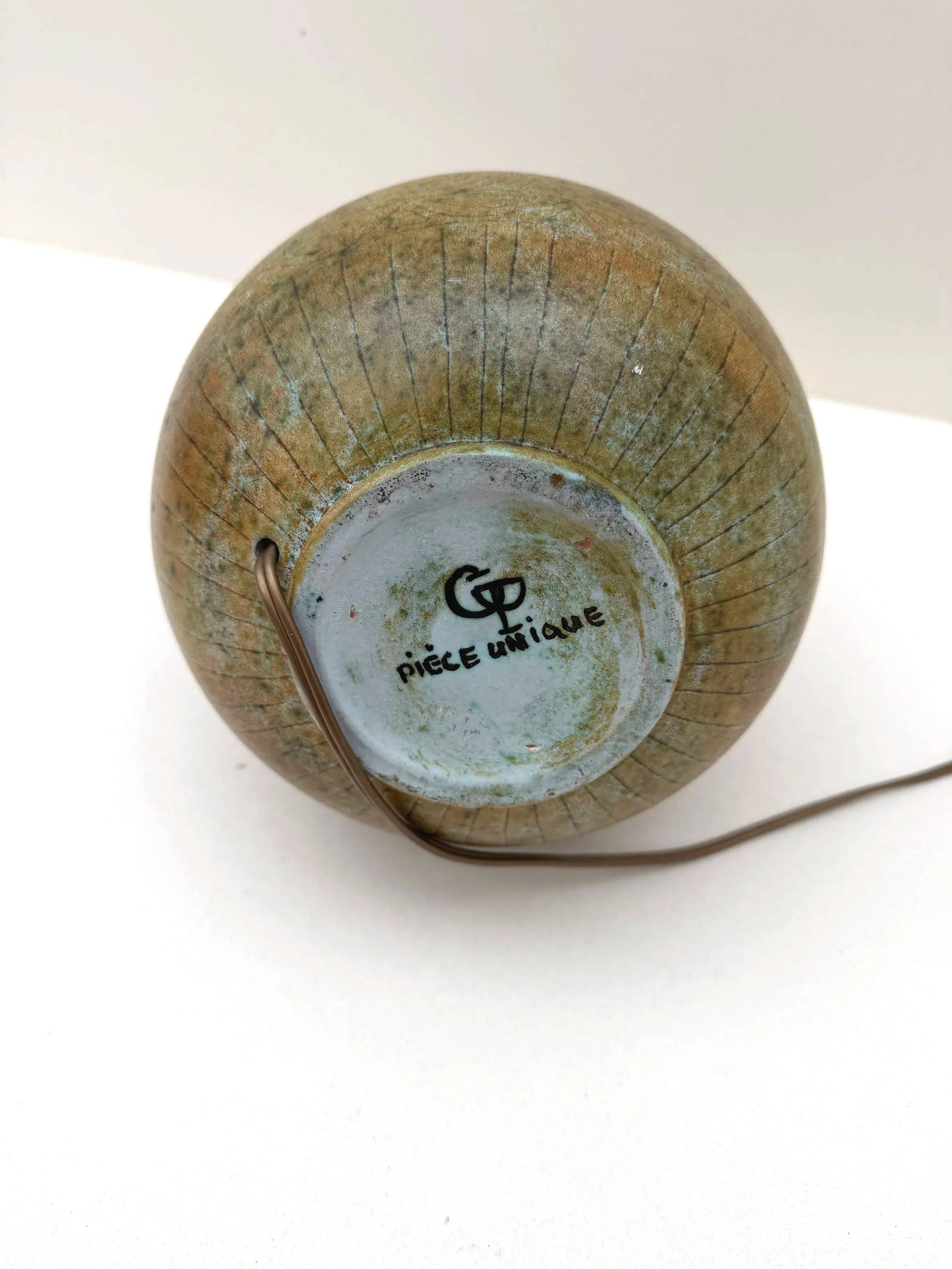 Ceramic lamp base by LA GRANGE AU POTIER, France 1960