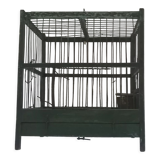 Wooden bird cage with feeder