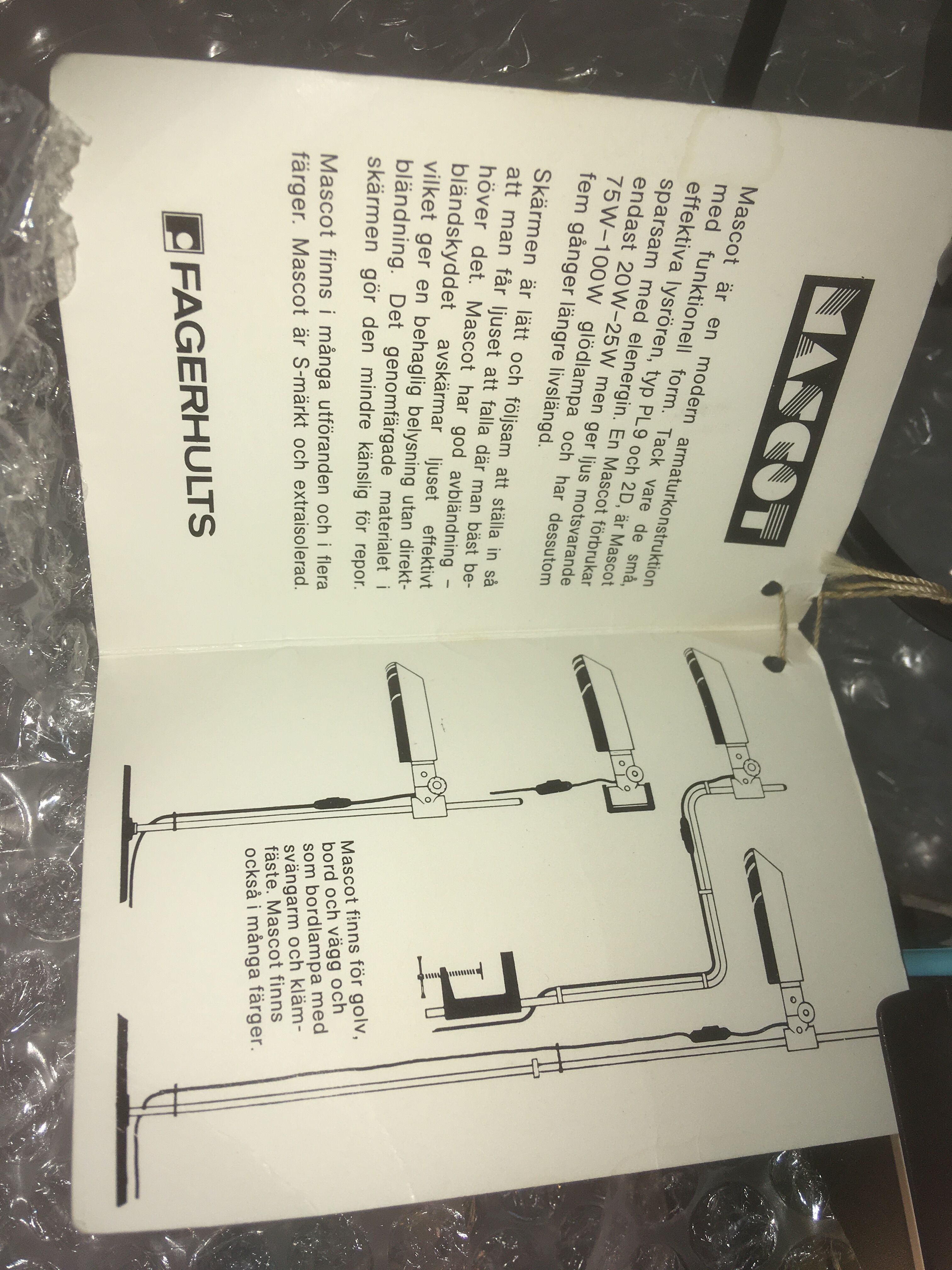 Mascot wallmounted desklamp by A&E Design for Fagerhult, Sweden. 1982.