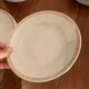 Lot of six soup plates, old, crockery, white, gilded