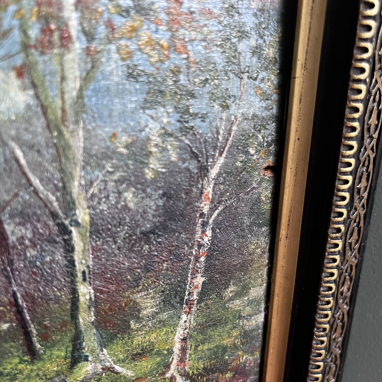 Tableau 1912 "A la pêche" signé Bourgeois