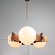 Vintage Italian Copper & Opaline Glass Chandelier