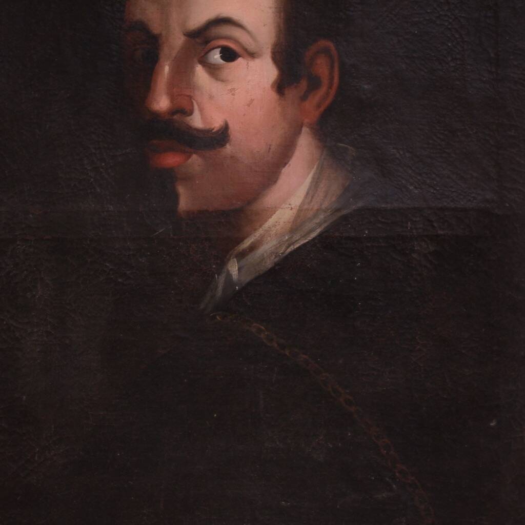 Antique Spanish painting portrait of a gentleman from the 18th century