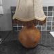 Vintage Scandinavian wooden bedside table lamp from the 1960s, signed