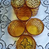 Set of 6 old Pernod amber glasses
