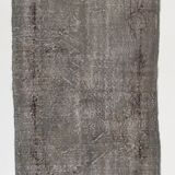 Vintage handmade turkish accent rug over-dyed in gray color