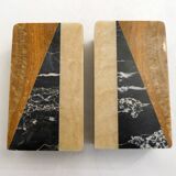 Art Deco bookends pair in marble and onyx.