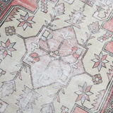 4x9 handmade distressed wool vintage rug 267x129cm