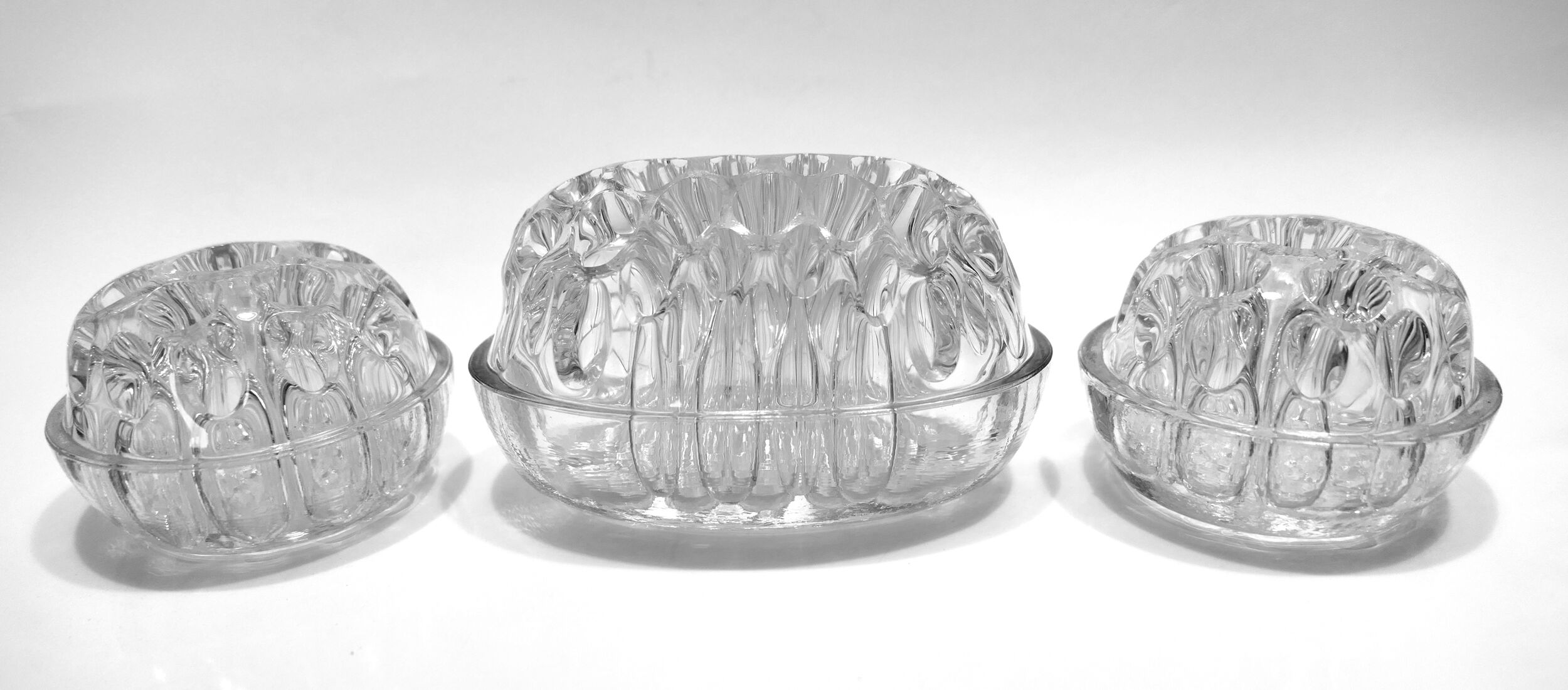Three Glass Flower Picnics by VMC Reims 60s-70s