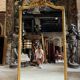 Napoleon III Period Fireplace Mirror in Gilded Wood with Louis XV Style Leaf