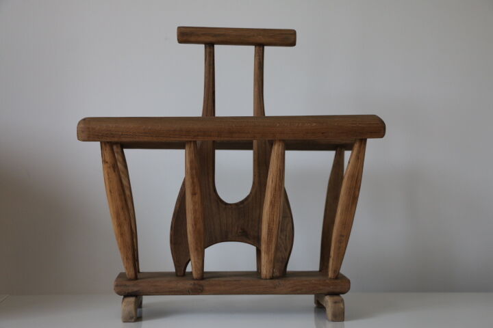 Brutalist magazine holder solid oak