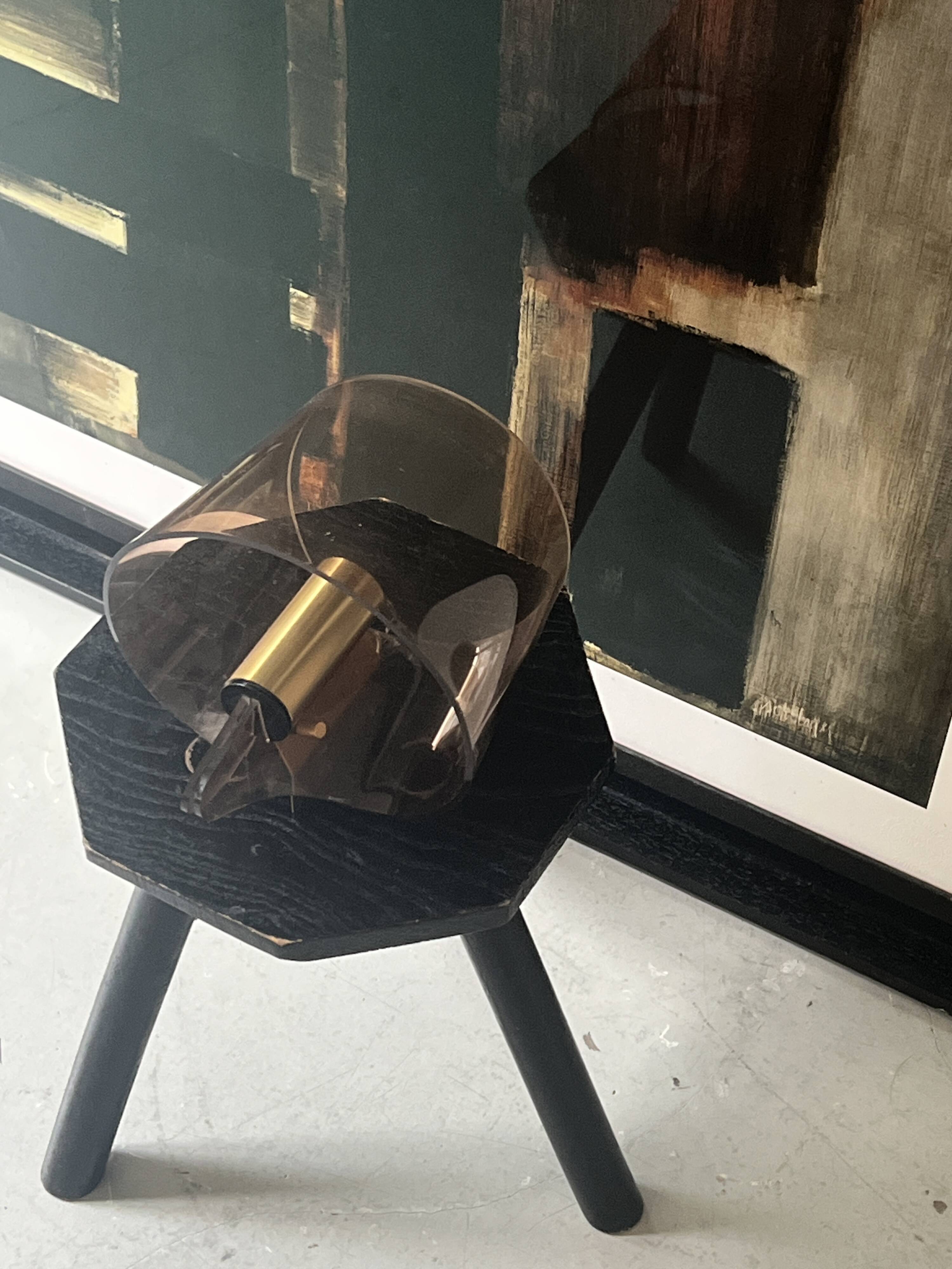 Plexiglass wall light / brass details, 1970s design