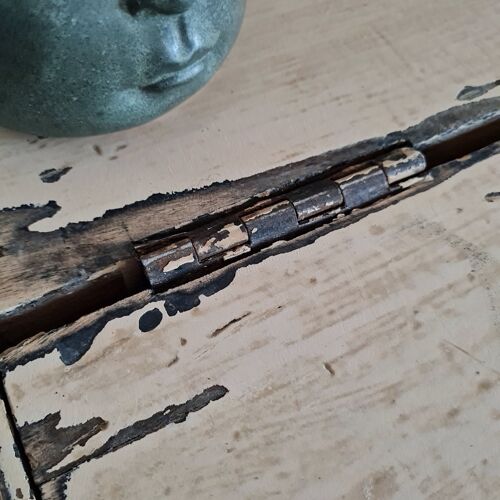 Antique wooden desk table with intense patina